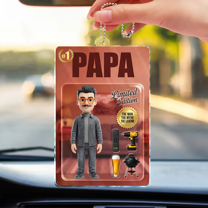 Gift For Husband,Gift For Yourself,Gift For Men,Gift For Father,Gift For Grandpa,Non-Eng,Photo - Toybox Figure,Humorous - Custom Photo Toybox Figure Dad Grandpa Limited Edition - Personalized Acrylic Car Hanger