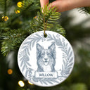 Art Design,Christmas,Cozy,Pet Lovers,Photo - Pencil Sketch - Remove BG - Custom Photo Pencil Sketch Loving Dog Cat Pet Portrait - Personalized Circle Ceramic Ornament