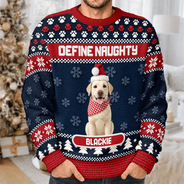 Art Design, Christmas, Custom Photo, Pet Lovers, Photo - Crochet Pet, Playful - Christmas Gift For Pet Lovers - Personalized Custom Photo Crochet Pet Feliz Navidog Unisex Ugly Sweater
