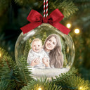Art Design,Christmas,Family,Photo - Watercolor - Remove BG,Happy - Custom Photo Realistic Watercolor Art Family Is The Greatest Gift - Personalized 3D Acrylic Ball Ornament