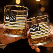 Gift For Father,Gift For Grandpa,Independence Day,Custom Text,Confident - Stars & Stripes US Flag American Dad Grandpa - Personalized Whiskey Glass