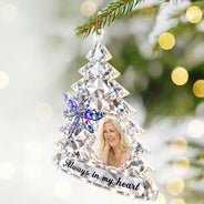 Art Design,Christmas,Custom Photo,Family,Memorial,Memorial Loved One,Photo - Stained Glass,Sentimental,Top Market - Remembrance Christmas Gift For Family - Personalized Custom Photo Cardinal Butterfly Memorial Acrylic Ornament