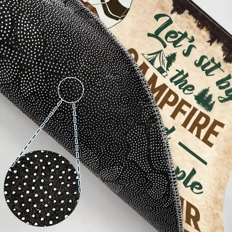 Let's Sit By The Campfire Husband Wife Camping - Couple Gift - Personalized Custom Doormat
