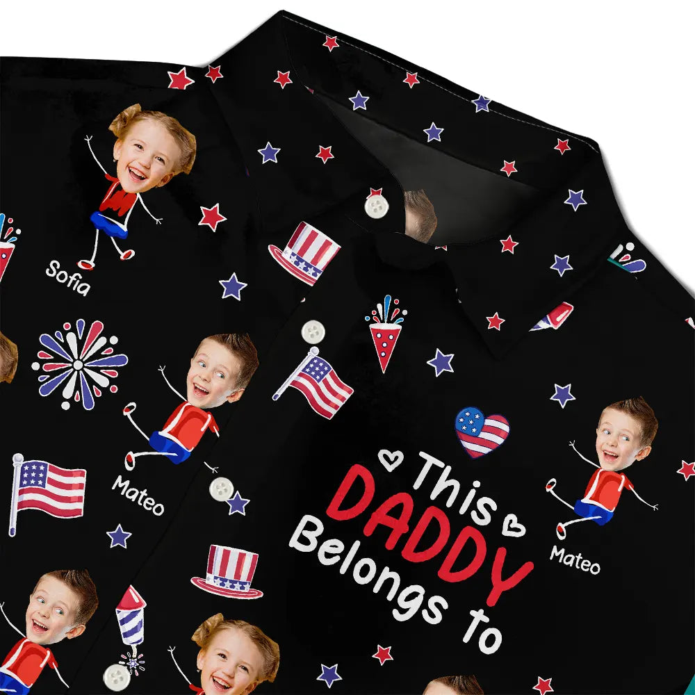 Independence Day,Summer,Gift For Grandpa,Top Market,Humorous,Icon,Cut-Face Photo - Custom Photo Stars & Stripes This Grandpa Belongs To Kids - Personalized Hawaiian Shirt