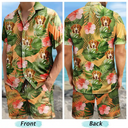 Gift For Husband,Gift For Boyfriend,Gift For Yourself,Parents,Gift For Men,Gift For Father,Gift For Grandpa,Pet Lovers,Pet Dad,Dog Lovers,Dog Dad,Cat Lovers,Cat Dad,Non-Eng,Photo,Playful - Custom Photo Tropical Leaves Pattern With Family Pet Face - Personalized Hawaii Set Shirt And Shorts