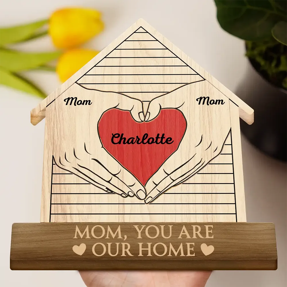 Gift For Mother,Love,Gift For Grandma - Mom You Are The Heart Of Our Family - Personalized Custom Shaped Wooden Puzzle