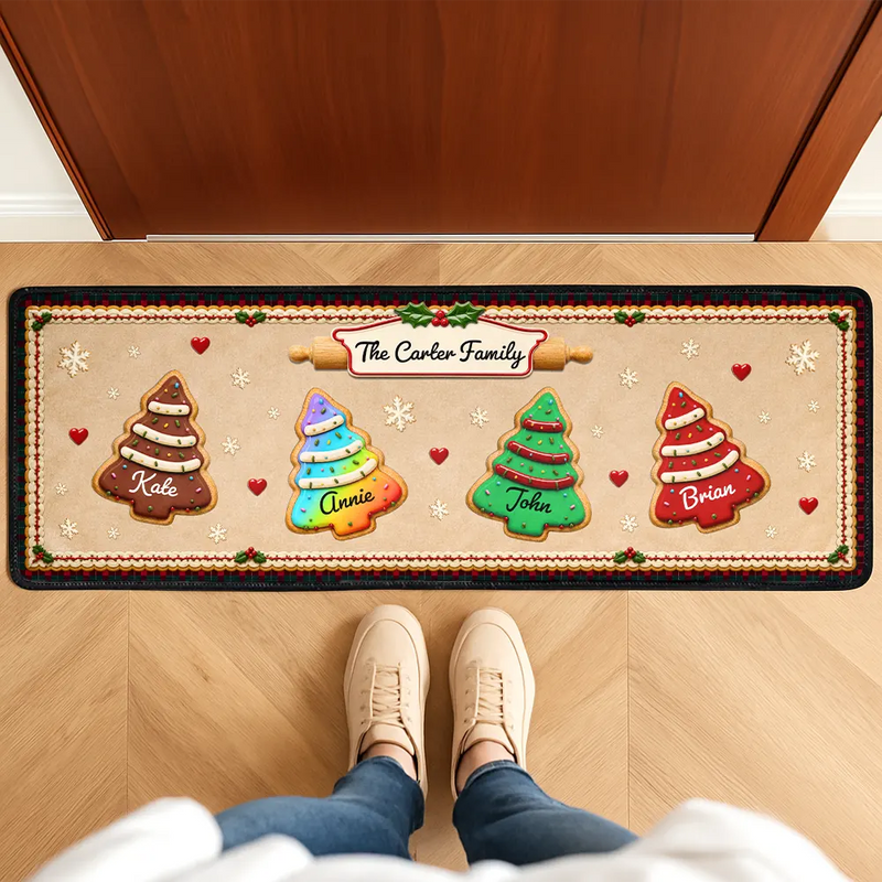 Sentimental,Christmas,Family,Icon - Custom Family Christmas Cookie - Personalized Runner Rug