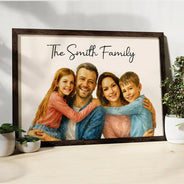 Happy,Family,Gift For Couples,Gift For Husband,Gift For Wife,Parents,Gift For Grandparents - Custom Photo Realistic Watercolor Art Happy Family Parents Grandparents - Personalized Poster