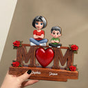 Gift For Mother,Mom - Children,Happ - Mother & Children Forever Linked Together - Personalized Custom Shaped 2-Layered Wooden Plaque