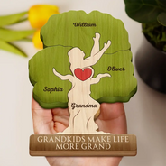 Gift For Grandpa,Gift For Grandma,Love,Gift For Grandkids - Grandkids Make Life Grand - Personalized Custom Shaped Wooden Puzzle