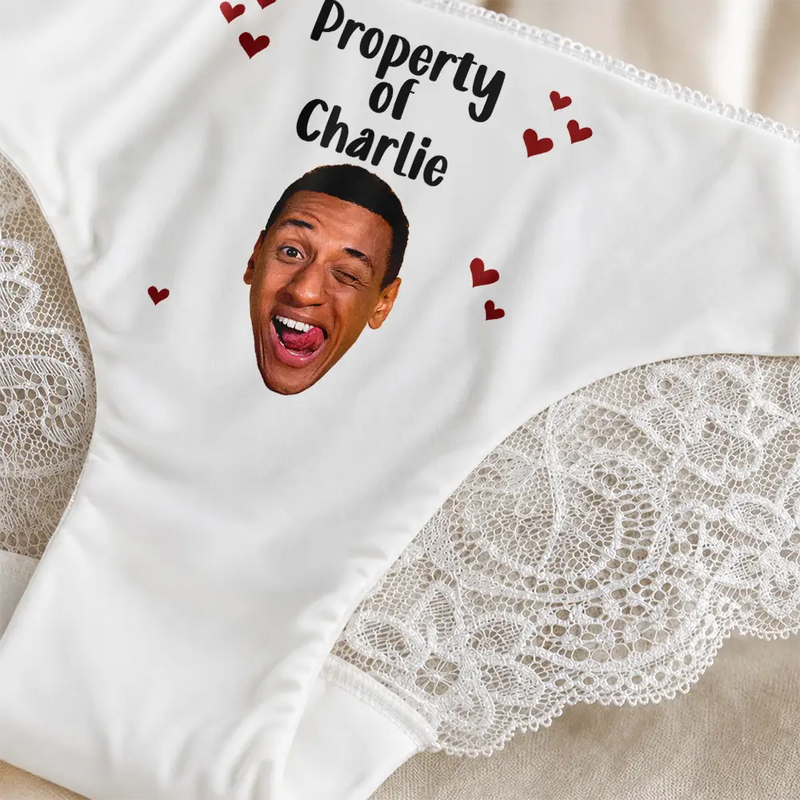 Wedding Anniversary,Gift For Wife,Humorous,Custom Photo,Gift For Couples,Cut-Face Photo - Custom Photo Property Of Lover Anniversary Funny - Personalized Panty