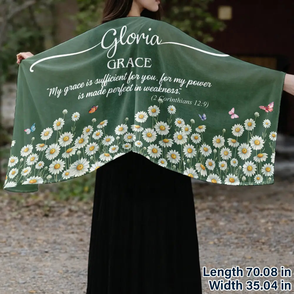 Gift For Women,Gift For Mother,Gift For Grandma,Gift For Daughter,Love,Christian - Custom Name With Bible Verse And Birth Month Flower - Personalized Lightweight Soft Shawl
