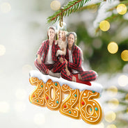 Family, Gift For Women, Gift For Men, Custom Photo, Christmas - Custom Photo Christmas Family Gingerbread - Personalized Custom Shaped Acrylic Ornament