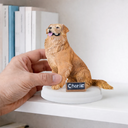 Pet Lovers,Pet Mom,Pet Dad,Cat Lovers,Cat Mom,Cat Dad,Dog Lovers,Dog Mom,Dog Dad,Happy - Custom Pet Figurine Full Body Sculpture With Nameplate For Pet Moms Pet Dads - Personalized Clay Figurine