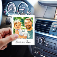 Gift For Husband,Gift For Yourself,Gift For Men,Gift For Father,Gift For Grandpa,Non-Eng,Photo - Watercolor (with BG),Cozy - Custom Photo Watercolor Painting I Love You Daddy Grandpa Pet Dad - Personalized Custom Shaped Acrylic Car Visor Clip
