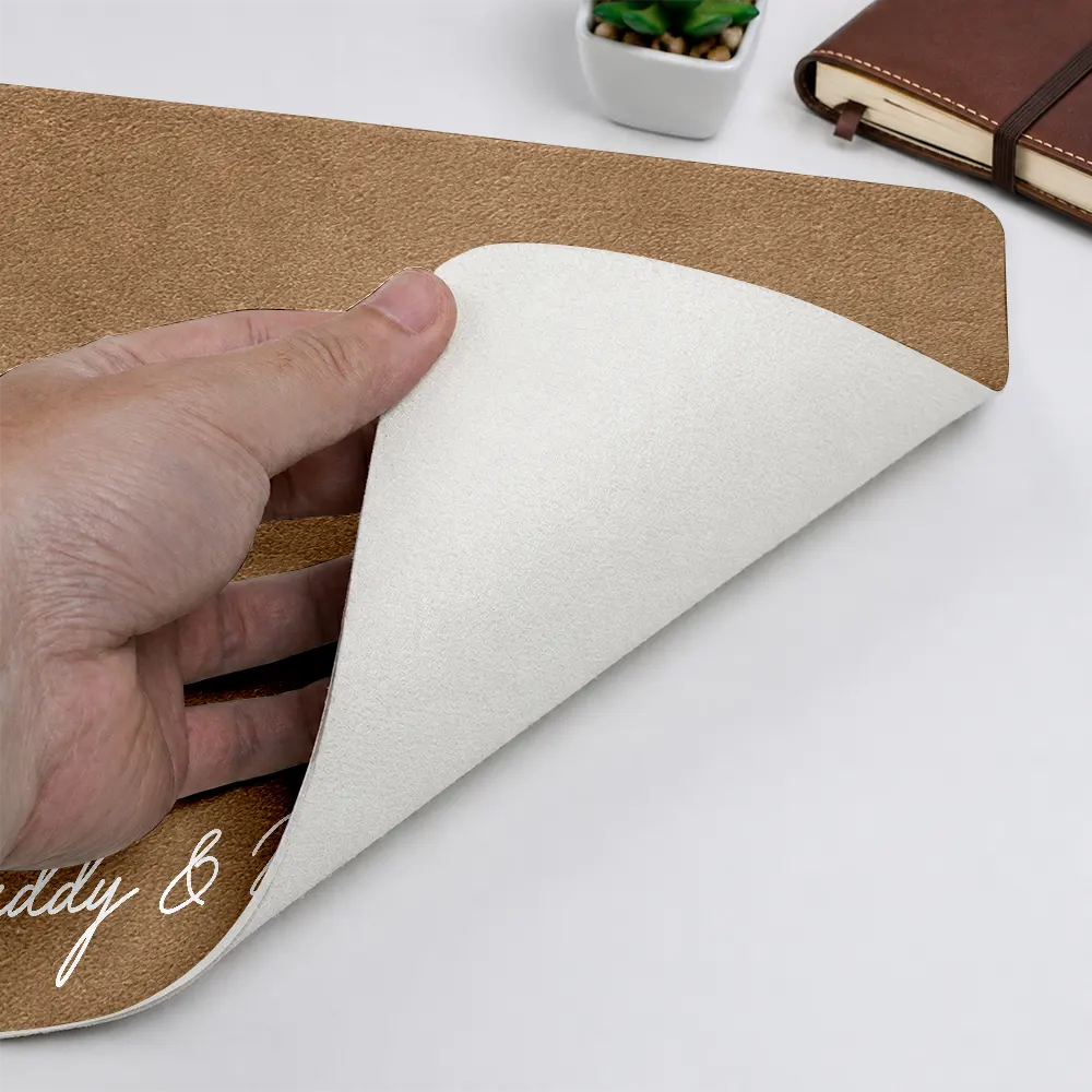 Dad - Children,Cat Dad,Dog Dad,Pet Dad,Gift For Father,Gift For Grandpa,Non-Eng,Photo - Faceless Portrait,Sentimental - Custom Photo Faceless Portrait Best Dad Papa Ever We Love You - Personalized Leather Desk Mat