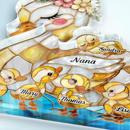 Gift For Grandma,Gift For Mother,Love - Duck Mother Ducklings Stained Glass Effect Mom Grandma - Personalized Custom Shaped Acrylic Plaque