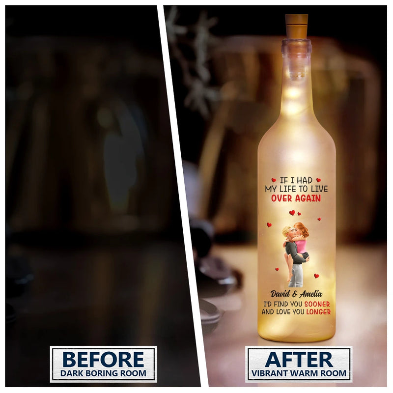 Gift For Couples,Love,Gift For Husband,Gift For Wife,Gift For Boyfriend,Gift For Girlfriend,LGBT - Calendar I Met You Liked You Love You Forever - Personalized Bottle Light