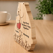 Gift For Mother,Gift For Father,Love - Hugging Mama Papa Bear & Baby Cub - Personalized Custom Shaped Wooden Puzzle