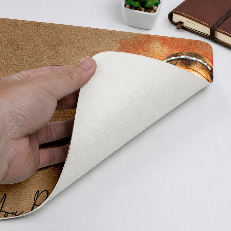 Gift For Husband,Gift For Yourself,Gift For Men,Gift For Father,Gift For Grandpa,Non-Eng,Photo - Watercolor (remove BG),Cozy - Custom Photo Realistic Watercolor Art I Love You Dad Grandpa - Personalized Leather Desk Mat