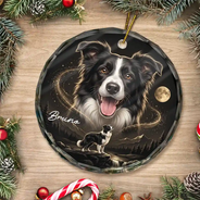 Art Design,Christmas,Custom Photo,Indoor Decor,Pet Lovers,Photo - Moon Pet ,Playful - Gift For Dog Lovers - Personalized Custom Photo Moonlight Night Sky Portrait Circle Glass Ornament