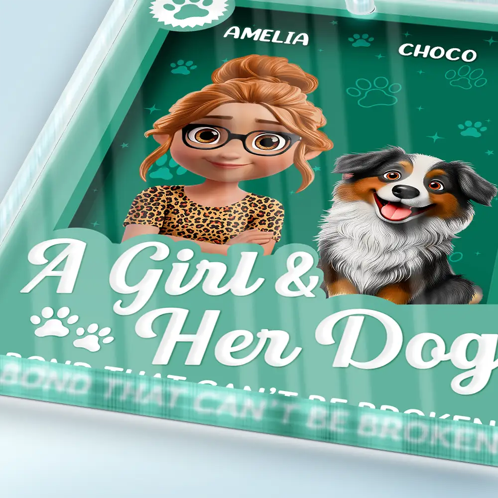 Dog Lovers, Dog Mom, Dog Dad, Happy - A Girl And Her Dogs - Personalized Custom Shaped Acrylic Plaque
