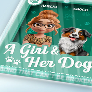 Dog Lovers, Dog Mom, Dog Dad, Happy - A Girl And Her Dogs - Personalized Custom Shaped Acrylic Plaque