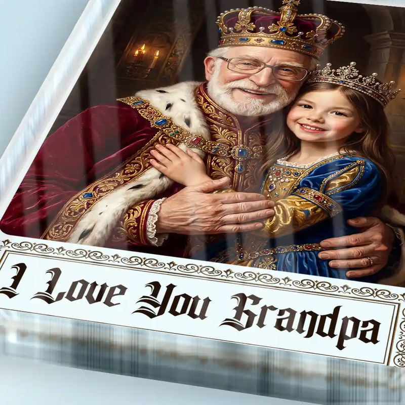 Gift For Husband,Gift For Yourself,Gift For Men,Gift For Father,Gift For Grandpa,Dad - Daughters (Young),Non-Eng,Photo - Renaissance Royal Portrait,Playful - Custom Photo Renaissance Royal Portrait Dad Daughter Grandparents Family - Personalized Custom Shaped Acrylic Plaque