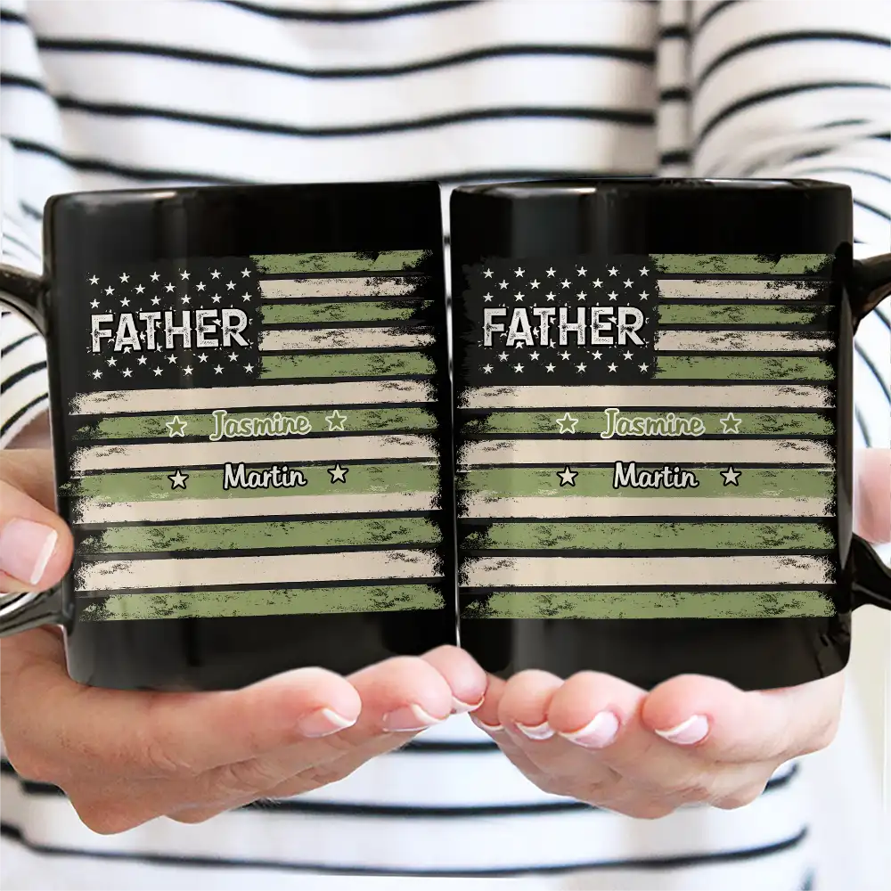 Gift For Father,Gift For Grandpa,Independence Day,Custom Text,Confident - Stars & Stripes US Flag American Dad Grandpa - Personalized Mug