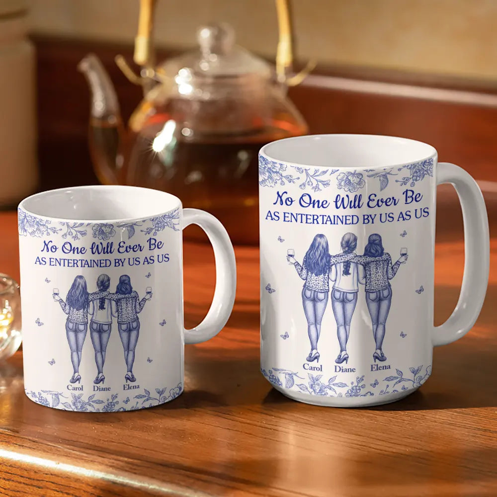 Gift For Bestie,Gifts For Colleagues,Gift For Sisters,Funny,Gift For Sibling,Christmas - No One Will Ever Be As Entertained By Us As Us Bestie Toile - Personalized White Edge-to-Edge Mug