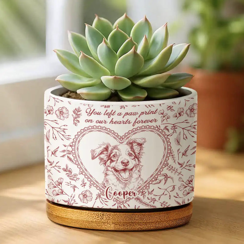 Art Design,Healing,Pet Memorial,Pet Lovers,Memorial,Photo - Pencil Sketch - Remove BG - Custom Photo Pencil Sketch Dog Cat Pet Portrait Toile Remembrance - Personalized Plant Pot