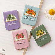 Christmas,Confident,Gift For Women,Gift For Yourself,Gifts For Her,Icon,Reading - Gifts For Book Lovers, Bookworms, Readers - Personalized Watercolor Birth Flower With Name Leather Magnetic Bookmark