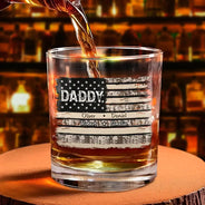 Gift For Father,Gift For Grandpa,Independence Day,Custom Text,Confident - Stars & Stripes US Flag American Dad Grandpa - Personalized Whiskey Glass