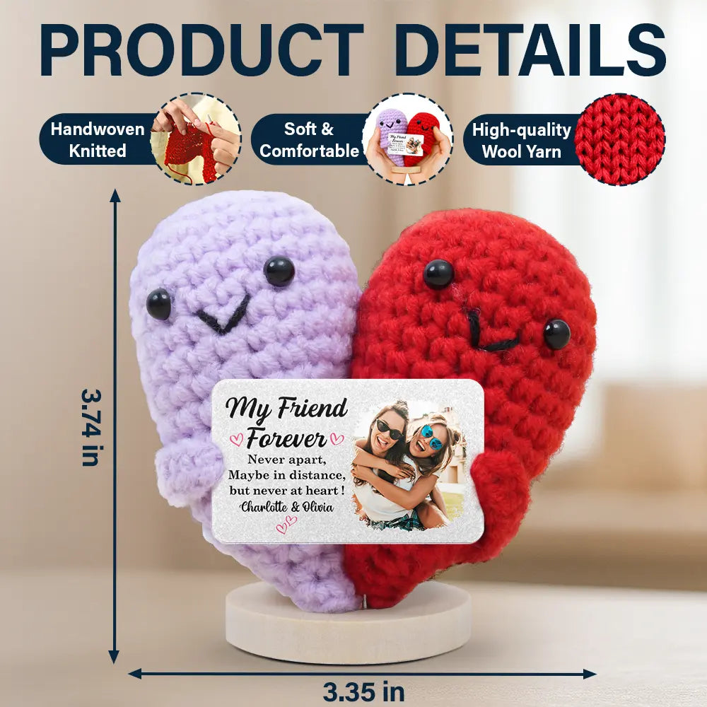 Gift For Bestie,Gift For Sisters,Happy,Custom Photo,Long Distance - Custom Photo My Friend Forever Never Apart - Personalized Doll Crochet With Custom Card