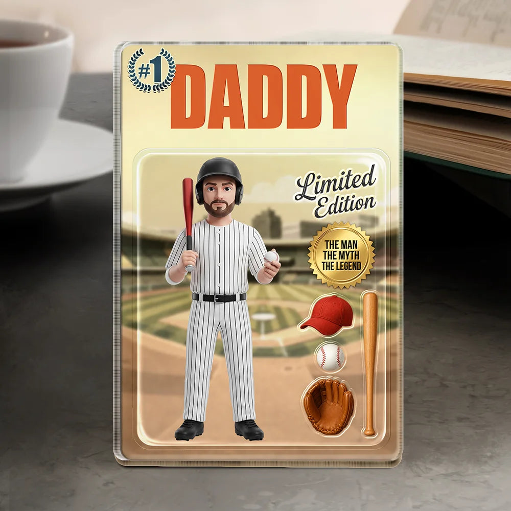 Gift For Husband,Gift For Yourself,Gift For Men,Gift For Father,Sport Dad,Dad's Hobby,Grandpa's Hobby,Baseball,Non-Eng,Photo - Toybox Figure,Playful - Custom Photo Toybox Figure Baseball Dad Grandpa Limited Edition - Personalized Custom Shaped Acrylic Plaque