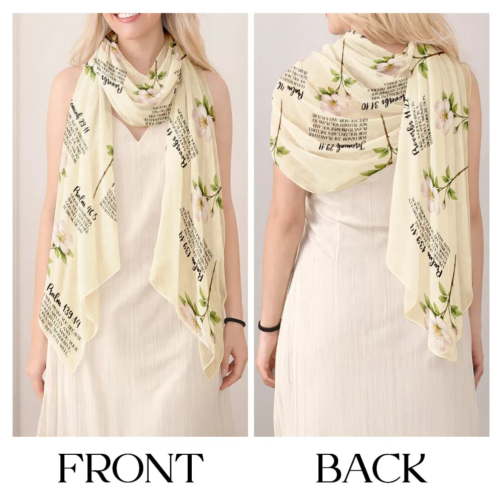 Gift For Women,Gift For Mother,Gift For Grandma,Happy - Watercolor Birth Flower Bible Verses For Woman - Personalized Lightweight Soft Shawl