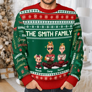 Christmas, Family, Happy, Vector - Matching Christmas Gift For Family - Personalized Member Names Holiday Unisex Ugly Sweater