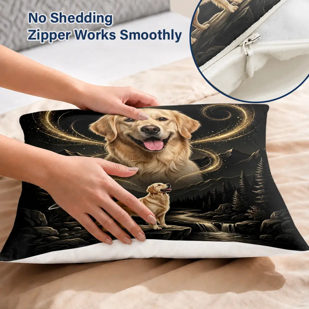 Art Design,Custom Photo,Indoor Decor,Pet Lovers,Photo - Moon Pet ,Playful - Gift For Dog Lovers - Personalized Custom Photo Moonlight Night Sky Portrait Pillow