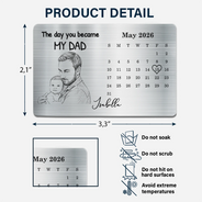Custom Photo,New Dad,New Mom,New baby,Gift For Father,Non-Eng,Photo - Pencil Sketch,Calendar,Adorable - Custom Photo Pencil Sketch Calendar The Day You Became My Mom Dad - Personalized Aluminum Wallet Card