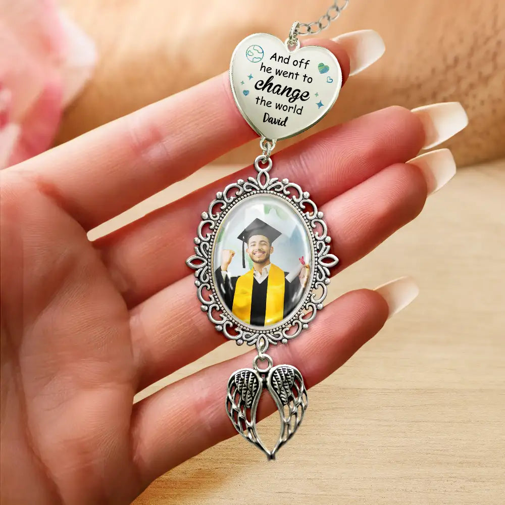 Graduation,Gift For Yourself,Gift For Daughter,Gift For Sisters,Gift For Bestie,Happy,Gift For Son,Gift For Brothers - Custom Photo She Went To Change The World - Personalized Graduation Tassel Charm