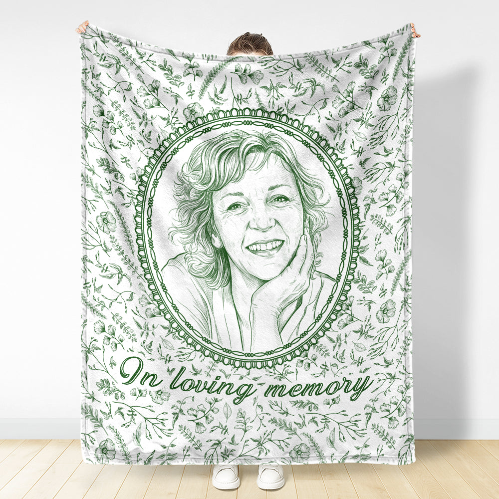 Art Design,Memorial Loved One,Cozy,Gift For Yourself,Memorial,Photo - Pencil Sketch - Remove BG - Custom Photo Pencil Sketch I'm Always With You Portrait Memorial Remembrance - Personalized Fleece Blanket, Sherpa Blanket
