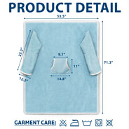 Gift For Grandma, Gift For Grandpa, Custom Photo, Happy - Custom Photo Best Dad Grandpa Mom Grandma Ever - Personalized Wearable Blanket With Sleeves
