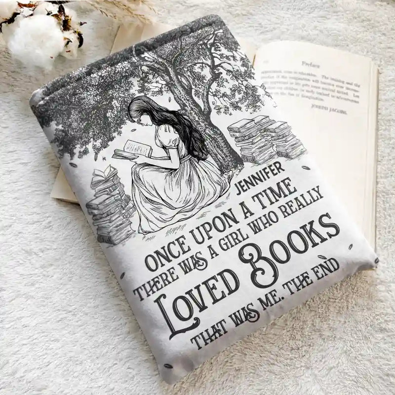 Reading, Gift For Yourself, Gift For Women, Happy - Once Upon A Time Reading Toile Pattern - Personalized Book Sleeve