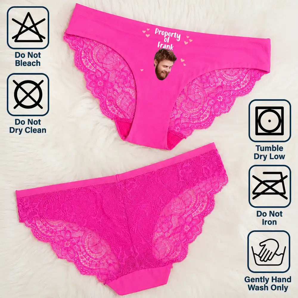 Wedding Anniversary,Gift For Wife,Humorous,Custom Photo,Gift For Couples,Cut-Face Photo - Custom Photo Property Of Lover Anniversary Funny - Personalized Panty