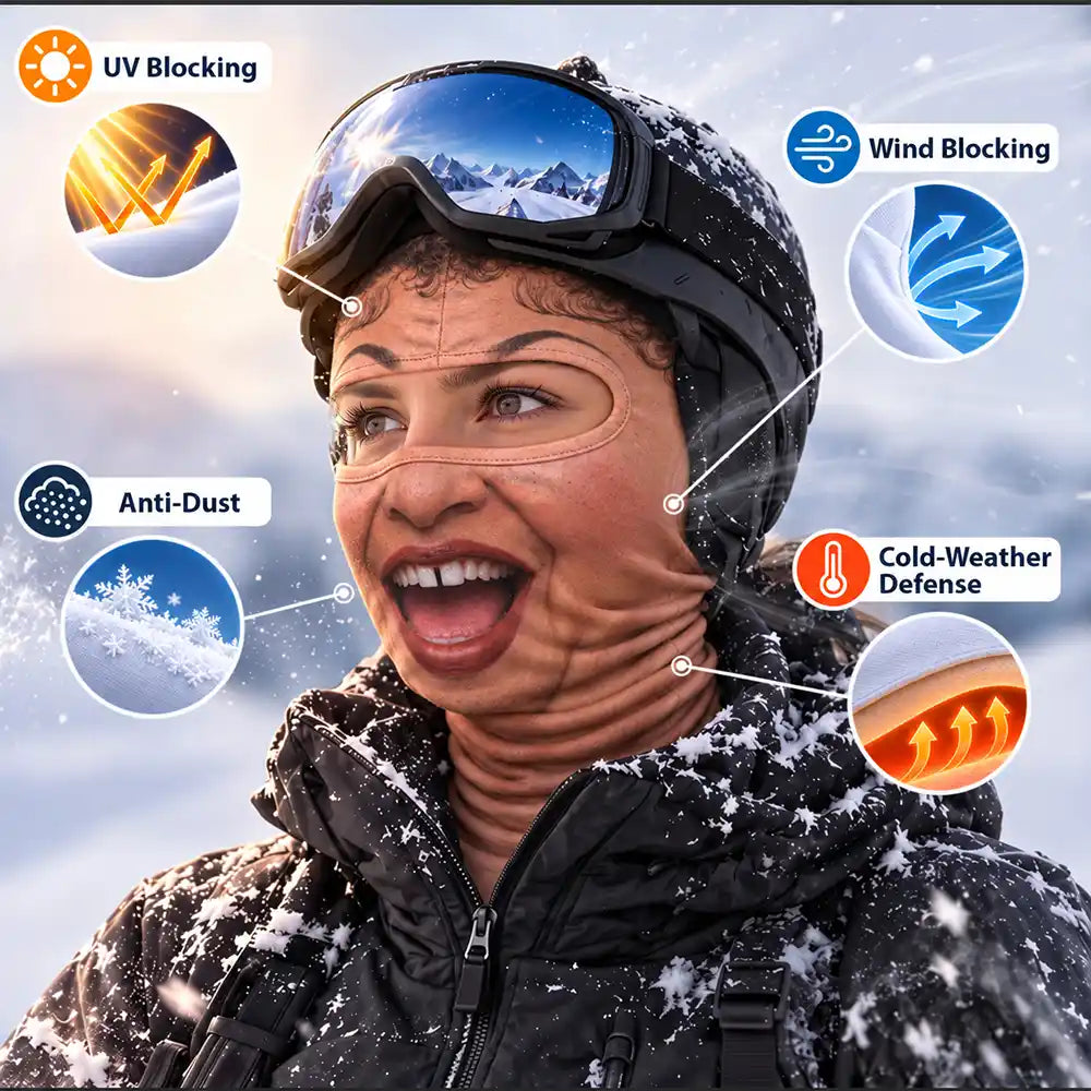 Christmas,Gift For Men,Gift For Yourself,Gifts For Him,Humorous,Icon,Skiing,Top Market - Winter Gag Gift For Husband Who Skis, Matching Gear For Friends - Personalized 3D Realistic Funny Face Printed Balaclava Face Mask