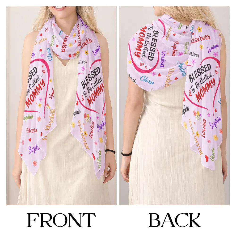 Gift For Mother,Gift For Grandma,Love - Blessed To Be Called Grandma Mommy - Personalized Lightweight Soft Shawl