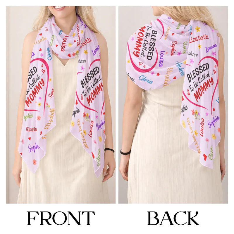 Gift For Mother,Gift For Grandma,Love - Blessed To Be Called Grandma Mommy - Personalized Lightweight Soft Shawl