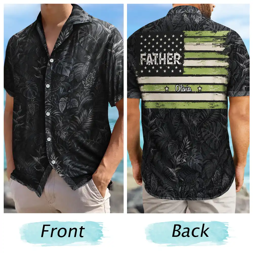 Gift For Father,Gift For Grandpa,Independence Day,Custom Text,Confident - Stars & Stripes US Flag American Dad Grandpa - Personalized Hawaiian Shirt