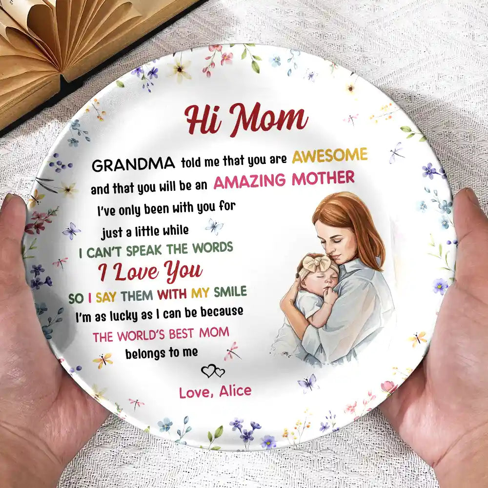 New Mom,Love,Gift For Mother,Photo,Sentimental - Custom Photo The World's Best Mommy Belongs To Me - Personalized Ceramic Plate