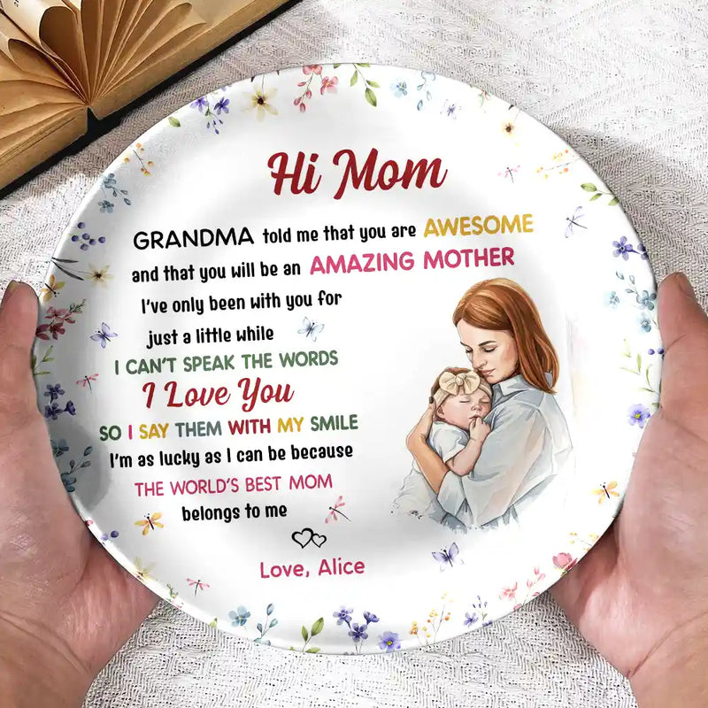New Mom,Love,Gift For Mother,Photo,Sentimental - Custom Photo The World's Best Mommy Belongs To Me - Personalized Ceramic Plate